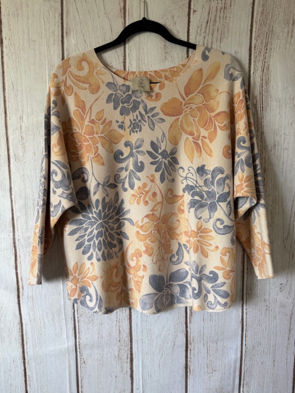 Sioni Floral Print Rayon Blend Dolman Sleeve Knit Top XL NWOT